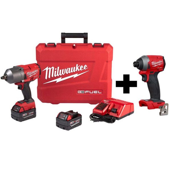 Milwaukee M18 FUEL 18-Volt Lithium-Ion Brushless Cordless 1/2 in. Impact Wrench with Friction Ring Kit W/  FUEL Impact Driver