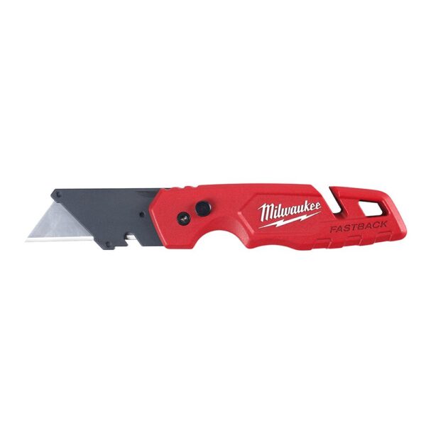 Milwaukee FASTBACK Folding Utility Knife with Blade Storage and 50-Pack General Purpose Utility Blade Set
