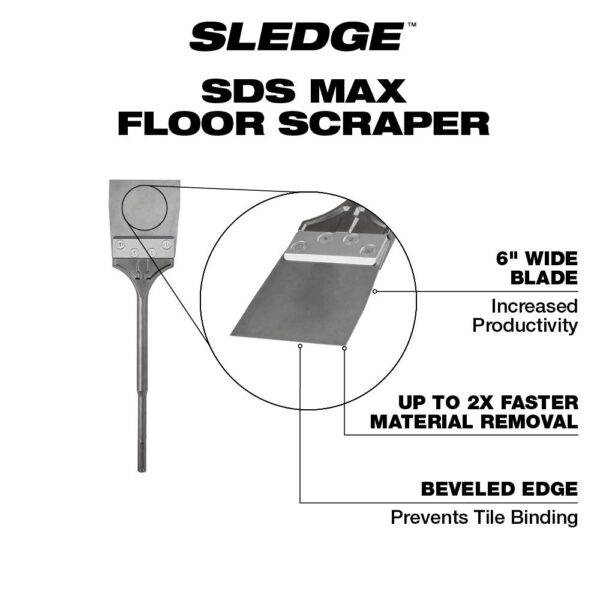 Milwaukee 6 in. SDS-Max SLEDGE Steel Floor Scraper Bit