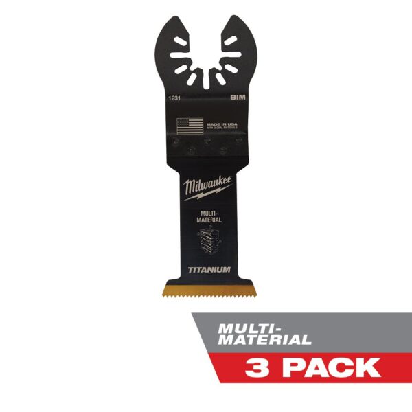 Milwaukee 1-3/8 in. Titanium Bi-Metal Universal Fit Wood and Metal Cutting Oscillating Multi-Tool Blade (3-Pack)