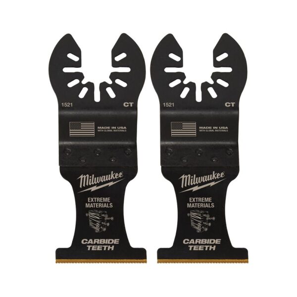 Milwaukee 1-3/8 in. Carbide Universal Fit Extreme Wood/Metal Cutting Oscillating Multi-Tool Blade (2-Pack)