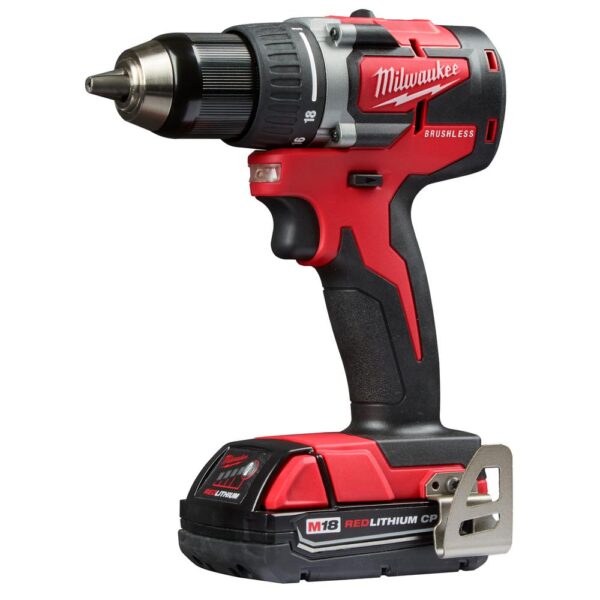 Milwaukee M18 18-Volt Lithium-Ion Brushless Cordless 1/2 in. Compact Drill/Driver Kit with (2) 2.0 Ah Batteries, Charger and Case