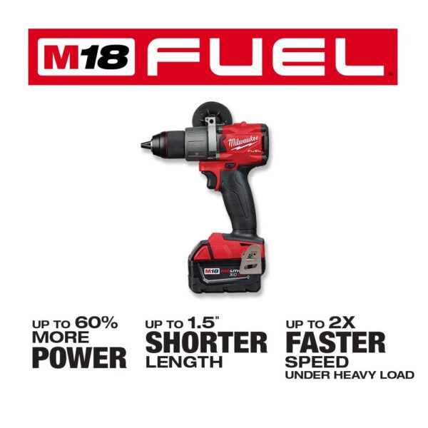 Milwaukee M18 FUEL 18-Volt Lithium-Ion Brushless Cordless 1/2 in. Drill / Driver Kit W/(2) 5.0Ah Batteries, Charger, and Hard Case