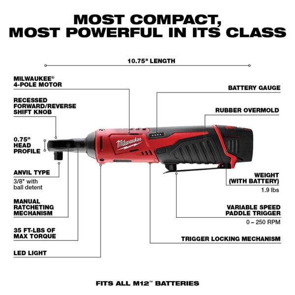 Milwaukee M12 12-Volt Lithium-Ion Cordless Combo Kit (3-Tool) with M12 3/8 in. Ratchet
