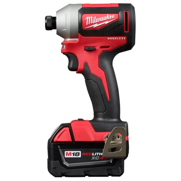 Milwaukee M18 18-Volt Lithium-Ion Brushless Cordless Compact Hammer Drill/Impact Combo Kit (2-Tool) with (2) 4.0Ah Batteries, Bag