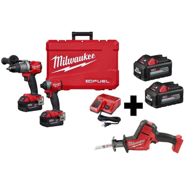 Milwaukee M18 FUEL 18-Volt Lithium-Ion Brushless Cordless Hammer Drill/HACKZALL/ Impact Driver Combo Kit (3-Tool) 4-Batteries