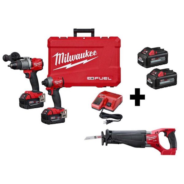 Milwaukee M18 FUEL 18-Volt Lithium-Ion Brushless Cordless Hammer Drill/SAWZALL/Impact Driver Combo Kit (3-Tool)