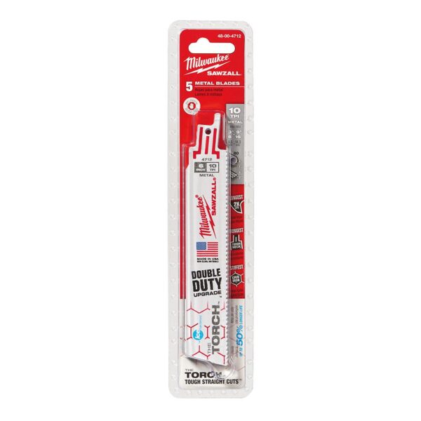 Milwaukee 6 in. 10 Teeth per in. ICE HARDENED TORCH Metal Cutting SAWZALL Reciprocating Saw Blades (5 Pack)