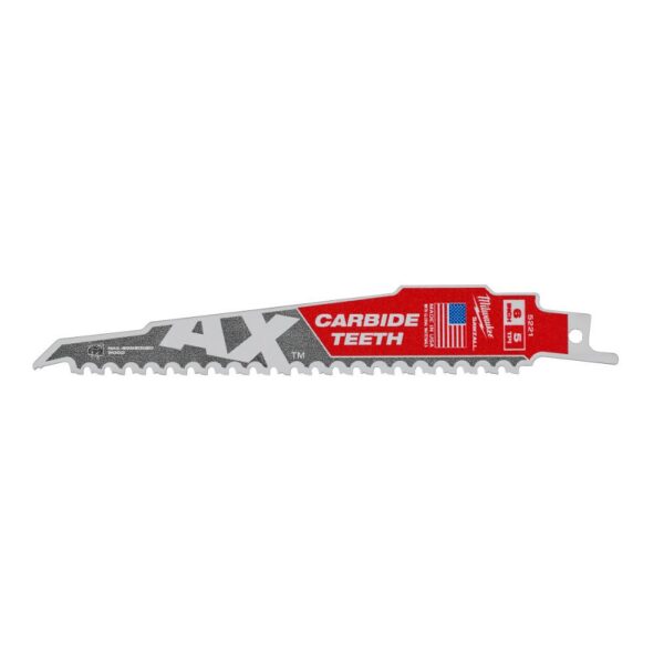 Milwaukee 6 in. 5 TPI AX Carbide Teeth Demo Nail Embedded Wood Cutting SAWZALL Reciprocating Saw Blade (1-Pack)