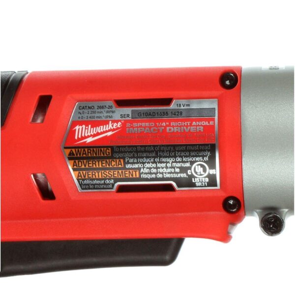Milwaukee M18 18-Volt Lithium-Ion Cordless 1/4 in. 2-Speed Right Angle Impact Driver Kit w/(1) 1.5Ah Batteries, Charger, Hard Case