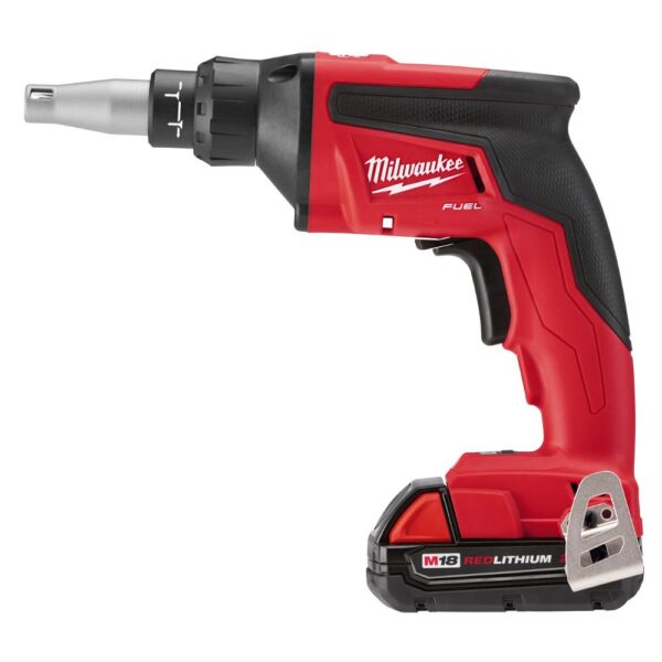 Milwaukee M18 FUEL 18-Volt Lithium-Ion Brushless Cordless Compact Drywall Screw Gun Kit w/(2) 2.0Ah Batteries, Charger, Tool Bag