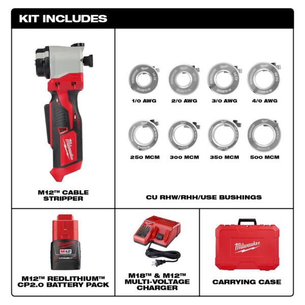 Milwaukee M12 12-Volt Lithium-Ion Cordless Cable Stripper Kit for Cu RHW/RHH/USE Wire