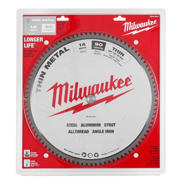 Milwaukee 14 in. x 90 Carbide Teeth Thin Metal Cutting Circular Saw Blade