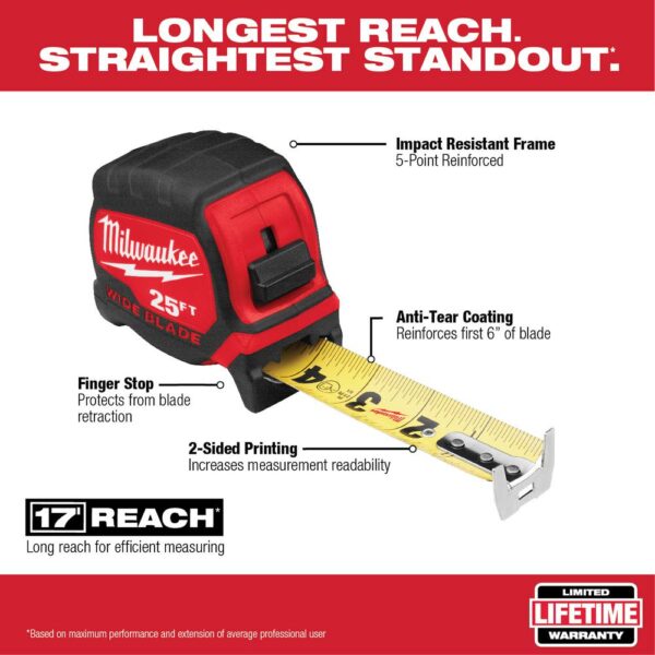 Milwaukee 40 ft. x 1.3 in. Wide Blade Tape Measure with 17 ft. Reach