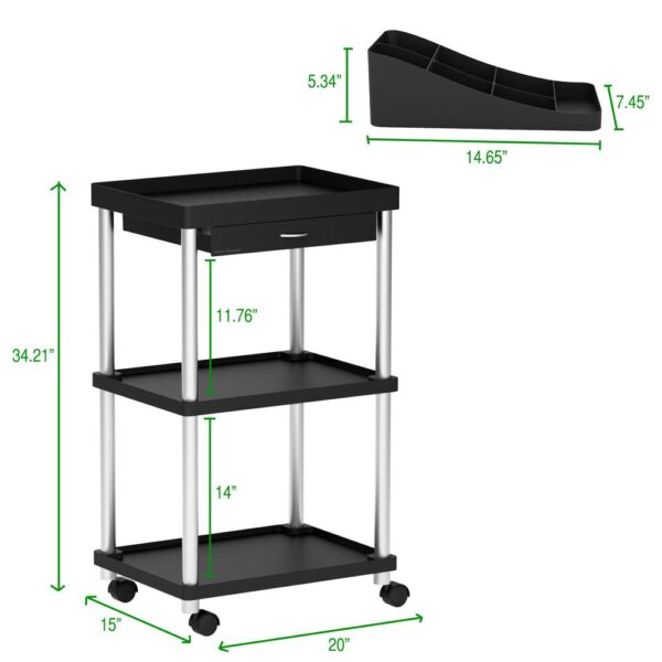 Mind Reader 3-Tier 7-Compartment Rolling Black Coffee Cart