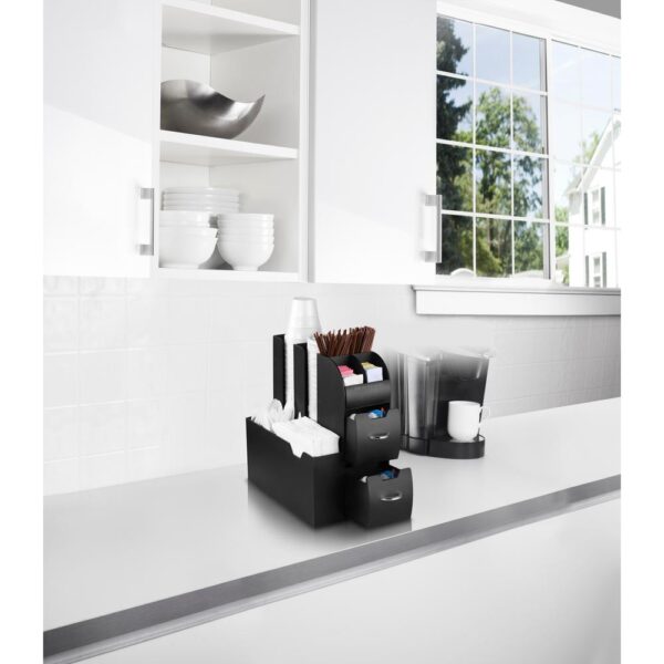 Mind Reader 50-Pod Capacity Black Coffee Condiment Organizer Set with Coffee Pod Storage Drawer (2-Piece)