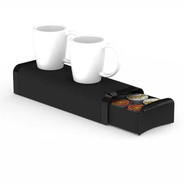 Mind Reader Coffee/Condiment Black Holder with K-Cup Drawer and Room for Sleeve Dispenser