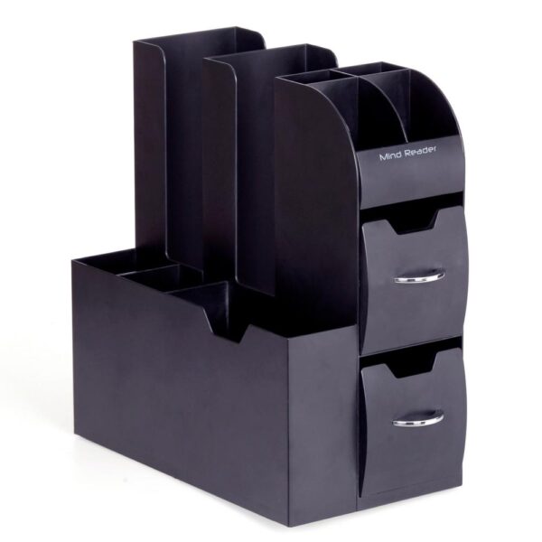 Mind Reader Coffee/Condiment Black Holder with K-Cup Drawer and Room for Sleeve Dispenser