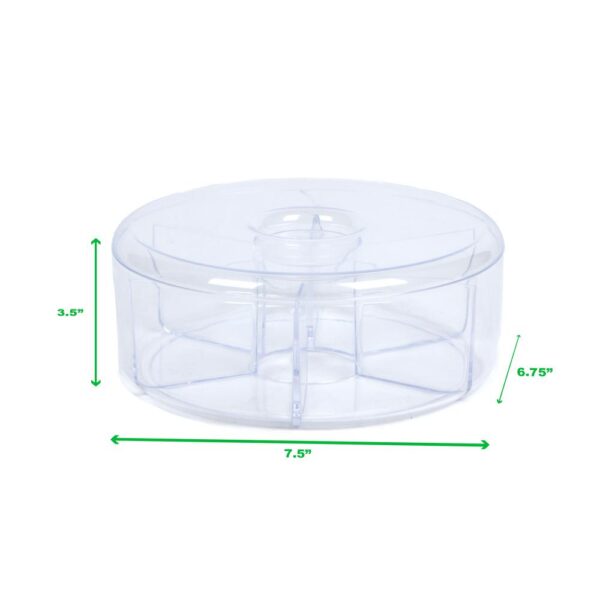 Mind Reader Clear Acrylic Tea Bag Storage and Organizer 6-Compartment Tea Bag Holder with Lid, Round Pantry Organizer for Kitchen