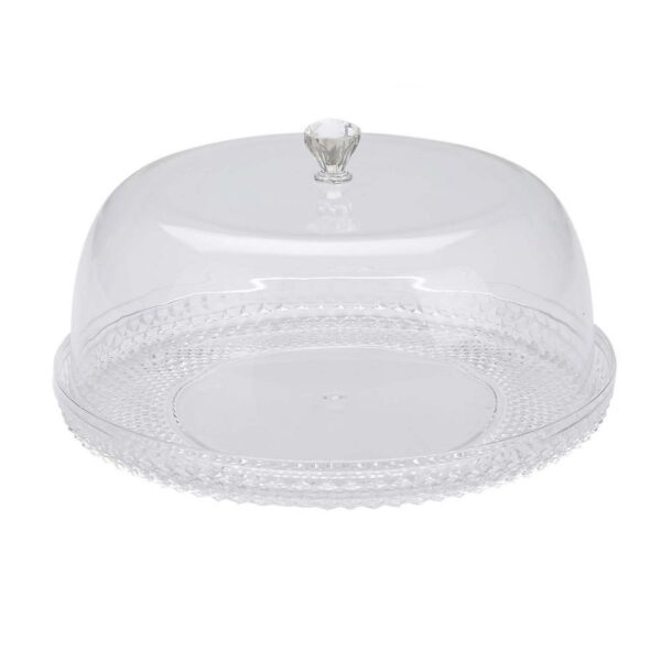 Mind Reader 10 in. x 7.25 in. Clear Diamond Acrylic Cake Holder with Cover, Cake Display, Dessert Display Tray, Cake Storage