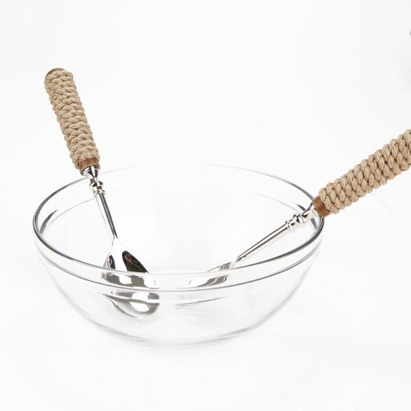 Mind Reader Silver Stainless Steel Rope Serving Salad Server Utensil Set Spoon and Fork Set (2-Piece)