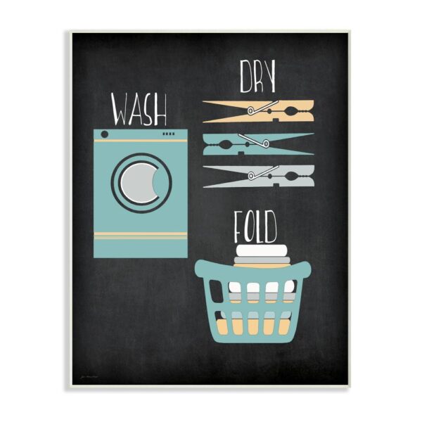 Stupell Industries 10 in. x 15 in. "Wash Dry Fold Illustration" by Jo Moulton Printed Wood Wall Art