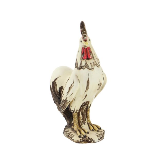 LITTON LANE 15 in. Rooster Decorative Sculpture in White, Red and Brown