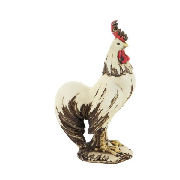 LITTON LANE 15 in. Rooster Decorative Sculpture in White, Red and Brown