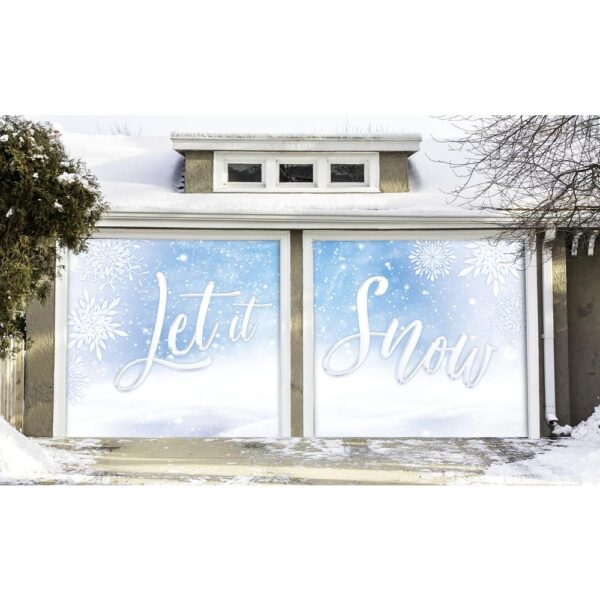 My Door Decor 7 ft. x 8 ft. Let It Snow-Christmas Garage Door Decor Mural for Split Car Garage