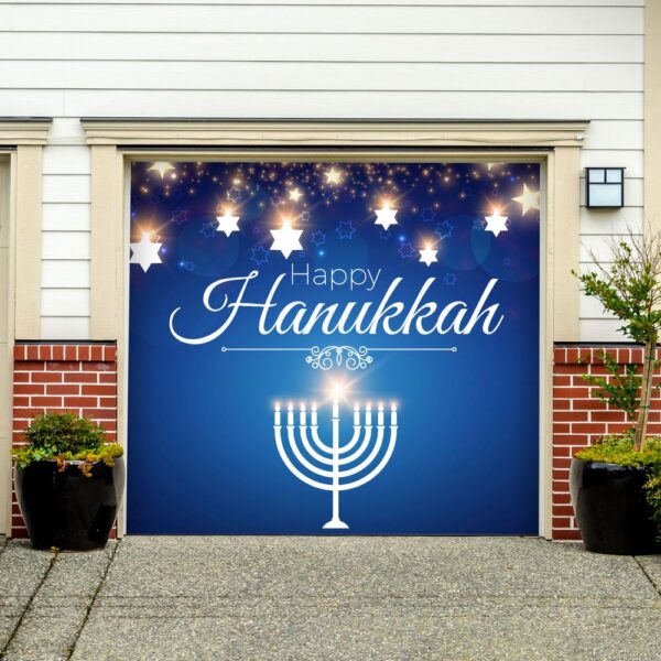 My Door Decor 7 ft. x 8 ft. Hanukkah Menorah-Hanukkah Garage Door Decor Mural for Single Car Garage