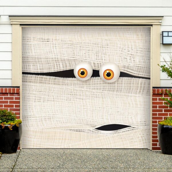 My Door Decor 7 ft. x 8 ft. Mummy Face Halloween Garage Door Decor Mural for Single Car Garage