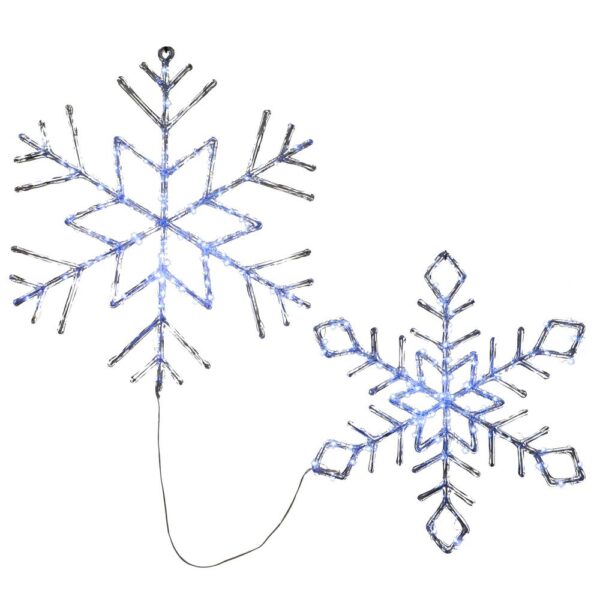 National Tree Company 20 in. and 24 in. Ice Crystal Snowflake with White LED Light (Set of 2)