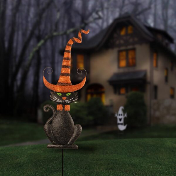 National Tree Company 46 in. Black Halloween Cat Ground Stake
