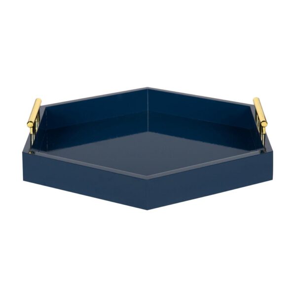 Kate and Laurel Lipton 18 in. x 18 in. Navy Blue Hexagon Decorative Tray