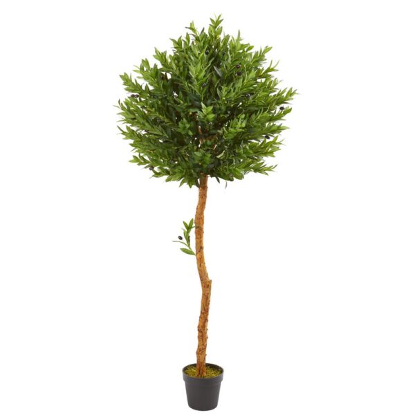 Nearly Natural 5.5 ft. Indoor/Outdoor Olive Topiary Artificial Tree