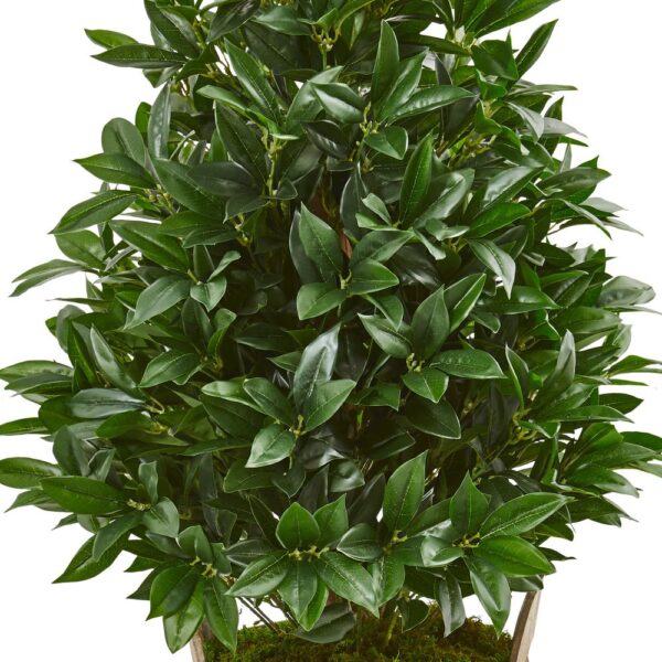 Nearly Natural Indoor 39-In. Bay Leaf Cone Topiary Artificial Tree in Farmhouse Planter