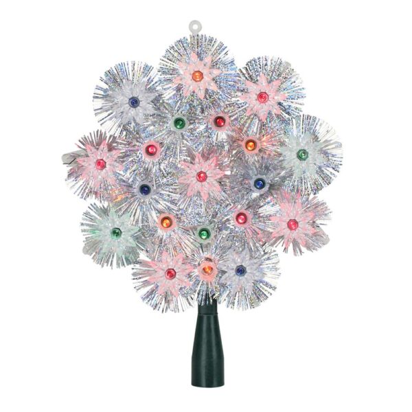 Northlight 8 in. Lighted Silver Retro Starburst Christmas Tree Topper with Multi-Lights
