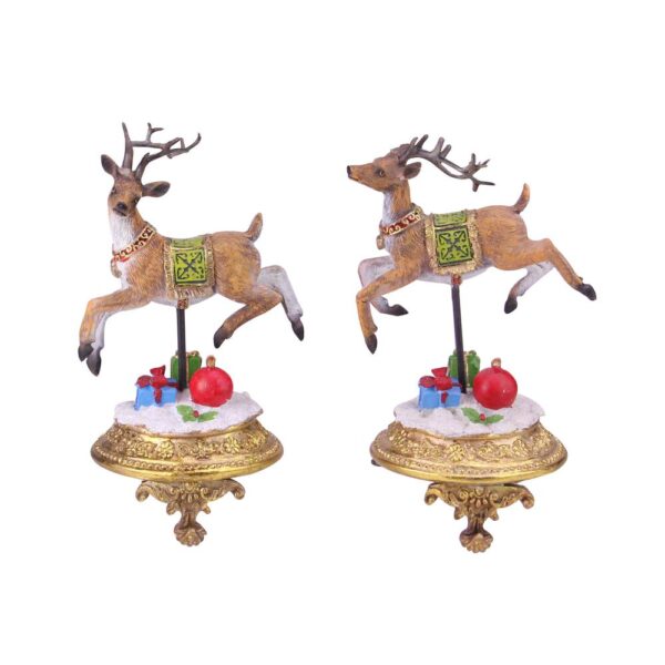 Northlight 9.25 in. Glittered Reindeer Christmas Stocking Holders (Set of 2)