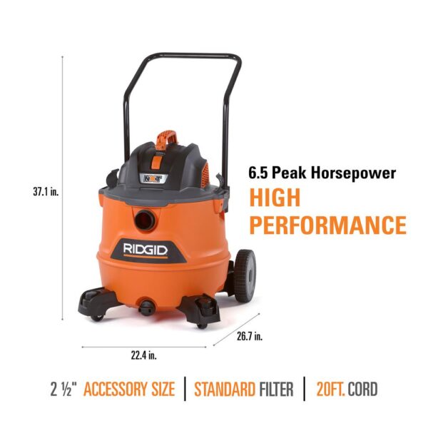 RIDGID 16 Gal. 6.5-Peak HP NXT Wet/Dry Shop Vacuum with Cart, Filter, Hose and Accessories