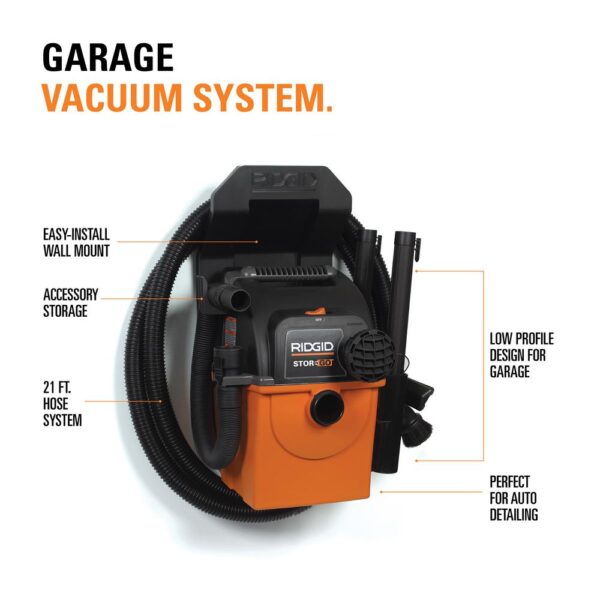 RIDGID 5 Gal. 5.0-Peak HP Portable Wall-Mountable Wet/Dry Shop Vacuum with LED Lighted Car Nozzle and Premium Car Cleaning Kit