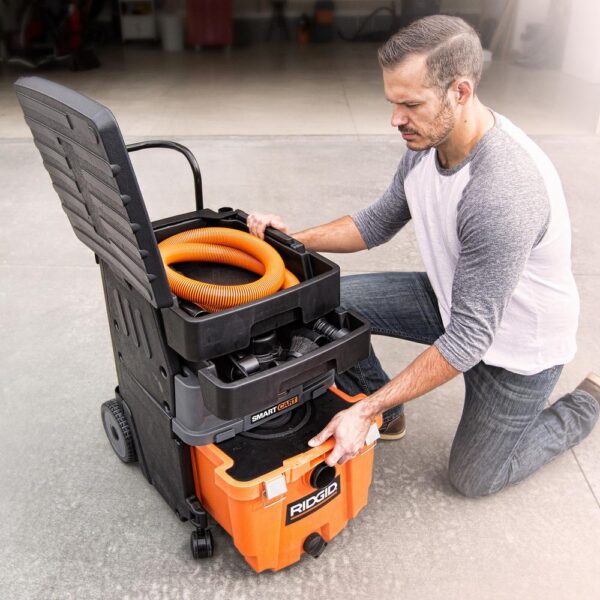 RIDGID 11 Gal. 6.5-Peak HP Smart Cart Wet/Dry Shop Vacuum with Fine Dust Filter, Professional Hose and Accessories