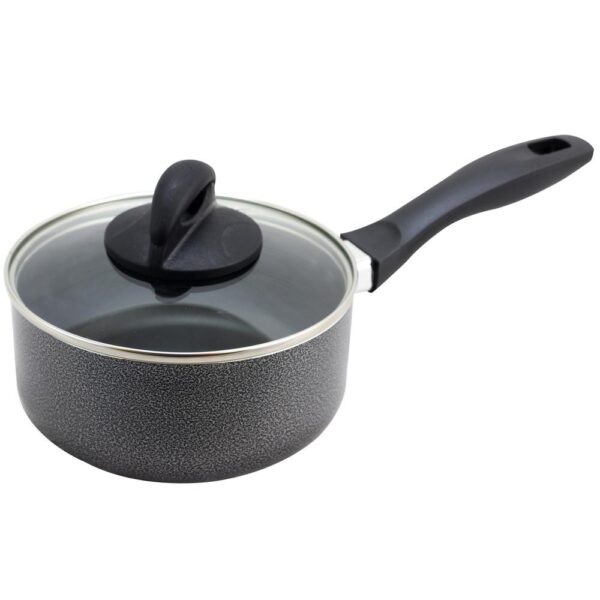 Oster Clairborne 1.5 qt. Aluminum Nonstick Sauce Pan in Charcoal Grey with Glass Lid