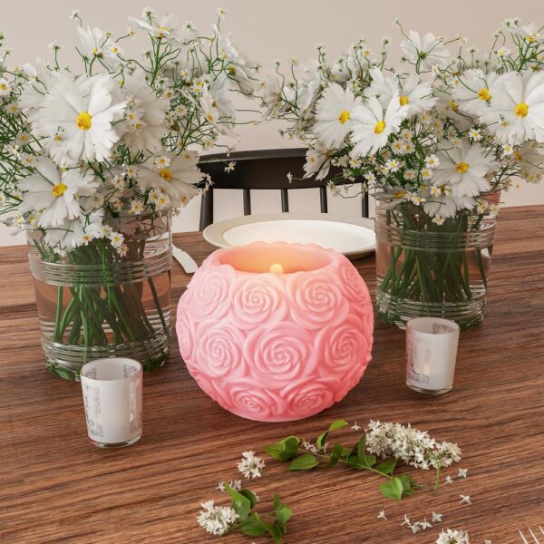 Lavish Home Rose Embossed Ball LED Flameless Candle with Remote Control