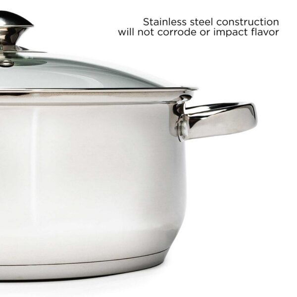 Ecolution Pure Intentions 5 qt. Round Stainless Steel Dutch Oven in Polished Stainless Steel with Glass Lid