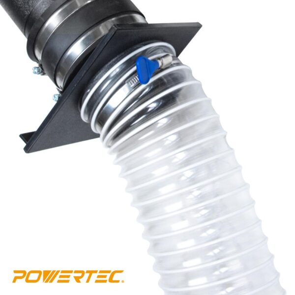 POWERTEC 4 in. x 10 ft. Flexible PVC Dust Collection Hose with 2 Key Hose Clamps, Clear Color