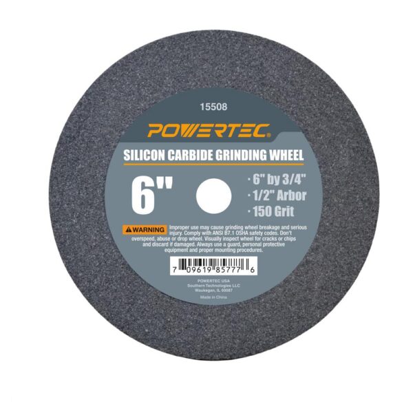 POWERTEC 6 in. x 3/4 in. 150-Grit 1/2 in. Arbor Silicon Carbide Grinding Wheel