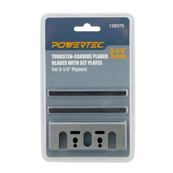 POWERTEC D-17239 and 3-1/4 in. Carbide Planer Blades with Set Plates for Makita Planers (2-Sets)