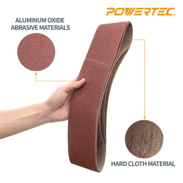 POWERTEC 4 in. x 36 in. 80-Grit Aluminum Oxide Sanding Belt (10-Pack)