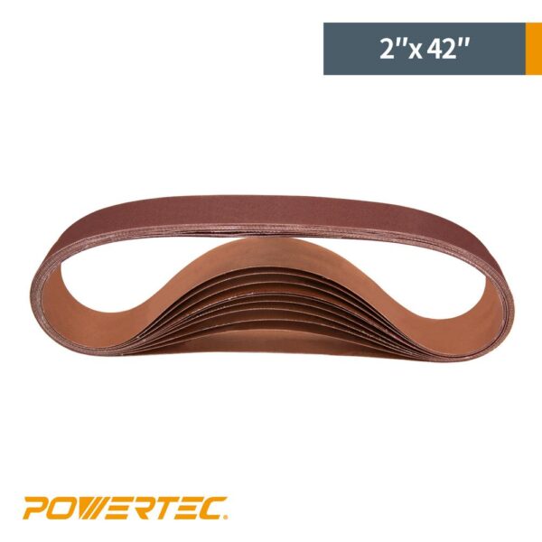 POWERTEC 2 in. x 42 in. 240-Grit Aluminum Oxide Sanding Belt (10-Pack)