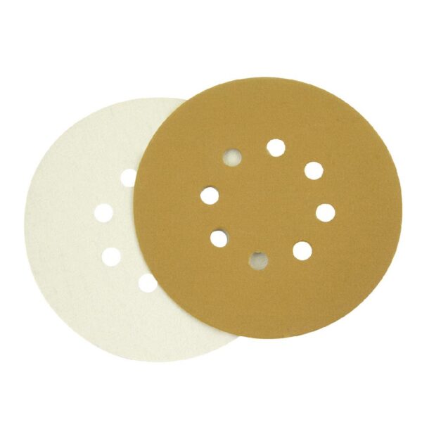 POWERTEC 6 in. 8-Hole 120-Grit Hook and Loop Sanding Discs in Gold (50-Pack)